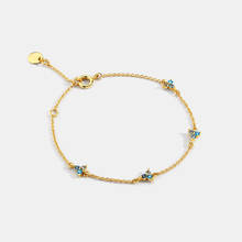 Pulseras de flores de hielo de cristal azul para mujer, brazalete de cobre, regalo de Navidad para mujer, venta al por mayor, 10 unids/lote 2024 - compra barato