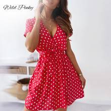 WildPinky V-neck Polka-dot Women Mini Dress 2022 New Casual Short Sleeve A-line High Waist Sundress Sexy Summer Outfit Vestidos 2024 - buy cheap