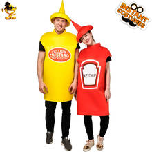 Yellow Mustard and Red Ketchup Costume for Couple Cosplay Party Fancy Dress Up Purim Role Play Funny Food Jumpsuit 2024 - buy cheap