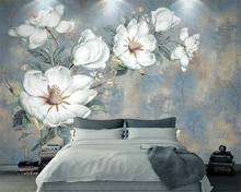 Beibehang-fondo personalizado retro americano pintado a mano, flor grande para cabecera, sala de estar, TV, papel tapiz, decoración del hogar 2024 - compra barato