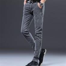 Jeans masculinos de cintura média, calça com elástico nos pés, explosão on-line, primavera e outono, 2020, frete grátis 2024 - compre barato
