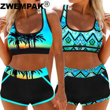 Women's Bikini Set 2021 Sexy Big Swimwear Two Pieces Swimsuit Sunset Palm Tree Holiday Seaside Pattern Print Large Beachwear 2XL 2024 - compre barato