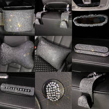 Funda de cristal para cinturón de seguridad de coche, almohadilla para cuello, cubierta de volante de diamante, accesorios de Interior de coche de lujo 2024 - compra barato