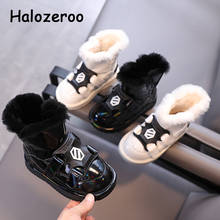 Inverno crianças botas de neve de pele do bebê meninas botas de tornozelo de couro genuíno crianças sapatos de marca macia da criança sapatos pretos botas quentes novo 2024 - compre barato