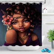 Africano menina cortina de chuveiro decoração do banheiro preto afro mulher americano meninas tecido à prova dwaterproof água banho cortinas conjunto com 12 ganchos 2024 - compre barato