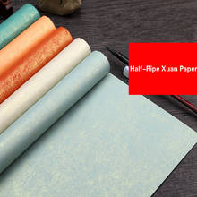 Xuan-papel de arroz semiadulto, papel dorado de Batik de colores, cuatro Feets, caligrafía china, suministro de Carta Riso, 15 hojas 2024 - compra barato