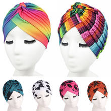 Indian Turban Muslim Women Print Hat Cancer Chemo Cap Islamic Hair Loss Cover Beanie Bonnet Head Scarf Pleated Caps Hat Fashion 2024 - buy cheap