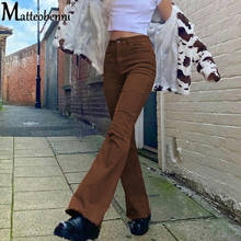 Pantalones vaqueros de cintura alta para mujer, ropa de calle no definida, color marrón, E Girl 2024 - compra barato
