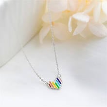 New Personality Beautiful Colorful Rainbow Love Silver Plated Jewelry Fashion Simple Heart Temperament Necklaces XL196 2024 - buy cheap