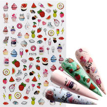 YZWLE  1 PC Fruit Nail Stickers Strawberry  / butterfly / Flower 3D Adhesive Sliders Wraps Tips Charm Art Manicure Decorations 2024 - buy cheap