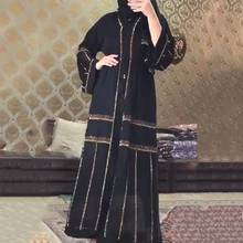 Diamond beading opened abayas hijib muslim abaya female Africa style full length prayer kimono islamic cardigan robes F1875 2024 - buy cheap