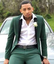 Caçador verde homens ternos slim fit 2 peças smoking casamento smoking para homens lapela repicada terno de baile formal (jaqueta + calça) 2024 - compre barato