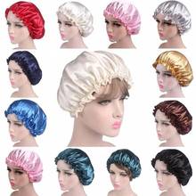 Women Elastic Satin Lace Solid Color Night Sleep Hat Chemotherapy Hair Care Cap Hair Styling Care Hair Care Bonnet Nightcap 2024 - buy cheap