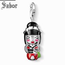thomas Japan Kimono Doll Charm Pendant,2020 Fashion Jewelry For Women Men,Ethnic Gift Silver color plated Fit Bracelet charms 2024 - buy cheap