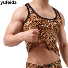 Leopard Print Men Clothes Summer Casual Vest Gym Tank Tops Mens Undershirts Sleeveless T-shirts Tops Slim Fitness Underwear New 2024 - buy cheap