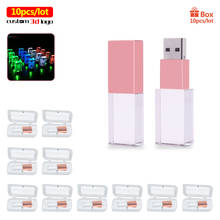 Pendrive pçs/lote usb 2.0 de cristal, flash drive 4gb 8gb 16gb 32gb 64gb 128gb externo 2024 - compre barato