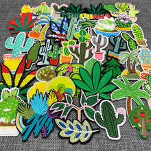 46pcs/lot Cactus Plant leaves Iron on Patches for Clothing Stickers Stripes Appliques on Clothes Plants Embroidery Badges 2024 - buy cheap