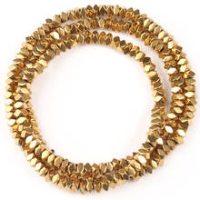 Miçangas de pedra de hematita com retenção de cor natural e dourada para fazer joias, pulseira diy com 15 polegadas de cordão mineral 2024 - compre barato