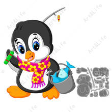 A Fishing Penguin Chick Hot New Metal Steel Cutting Dies Stencils for Making Scrapbooking DIY Album Paper Cards Embossing Die 2024 - buy cheap