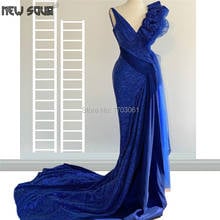 Sparkly One Shoulder Pageant Prom Dress 2020 Vestidos Formal Islamic Party Gown Blue Dubai Evening Dresses Robe De Soiree Arabic 2024 - buy cheap