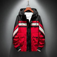 Jaquetas masculinas com capuz, jaqueta listrada, corta-vento, com zíper, roupas esportivas de marca para homens, plus size 2024 - compre barato
