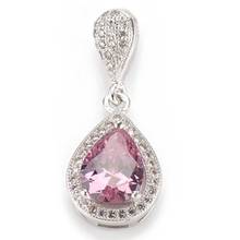 SHUNXUNZE Charm jewellery christmas Wedding pendants for women accessories dropshipping Pink Cubic Zirconia Rhodium Plated R3228 2024 - buy cheap