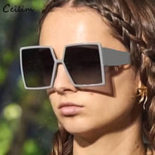 Женские солнцезащитные очки с градиентом, большие квадратные очки в винтажном стиле с защитой UV400 2024 - купить недорого