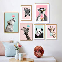 Картина на холсте для детской комнаты, настенные картины с милыми мультяшными животными, жираф, панда, постеры Zeabra для домашнего декора 2024 - купить недорого