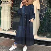 ZANZEA 2022 Retro Check Shirt Dress Women's Autumn Sundress Casual Muslim Abaya Dresses Female Button Maxi Vestidos  2024 - buy cheap