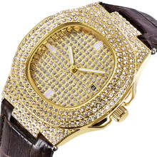 Hot Luxury Brand Watches Mens Fashion Leather Band Date Quartz Wristwatches Men Business Diamond Watch Montres de Marque de Luxe 2024 - buy cheap
