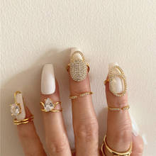 Кольцо для ногтей с кристаллами женское, защитное кольцо для ногтей с полым декором, стразы 2024 - купить недорого