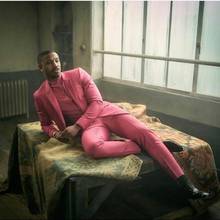 Terno masculino lapela pico rosa pêssego, roupa de noivo para casamento, 2 peças, slim fit, jaqueta + calça 2024 - compre barato