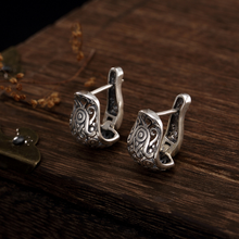 S925 Sterling Silver Hollow Pattern Totem Personality Wild Earrings Thai Silver Lady Stud Earrings 2024 - buy cheap