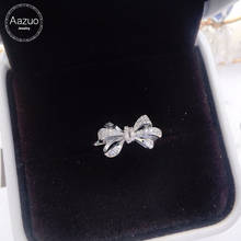 Aazuo-Anillo de lazo de oro blanco de 18 quilates para mujer, diamante auténtico de 0,8 CT, Diamante completo, regalo de cumpleaños 2024 - compra barato