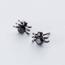 MloveAcc 100% 925 Sterling Silver Women Jewelry Fashion Cute Tiny 9mmX6mm Black Spider Stud Earrings for Daughter Girls 2024 - buy cheap