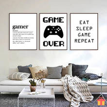 GAMER prints quote game over Paintings Home Decor Gamer Quotes Canvas Picture Print and Posters Decoration for Kids Bedroomroom 2024 - buy cheap