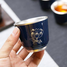 Taza de té de cerámica de plata esterlina 999, tazón Maestro de té de Kung Fu, taza de plata chapada a mano, corbata de té verde para el hogar, Guan Yin 2024 - compra barato