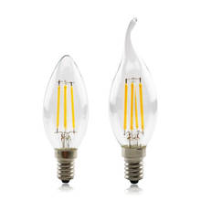 Lámpara LED E14 C35, Bombilla de vela de cristal regulable, 220V, 2W, 4W, 8W, 12W, reemplaza a las lámparas halógenas de 20W, 40W, 60W, C35L 2024 - compra barato