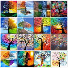 Painting By Numbers With Frame Colored Flowers Trees Oil DIY Modern Hand Painted Wall Art For Living Room Home Decoration 50x65 2024 - buy cheap