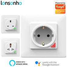 Lonsonho tuya smartlife wifi tomada de parede inteligente ue uk plug 220v 16a tomadas elétricas casa inteligente alexa google casa compatível 2024 - compre barato