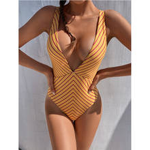 Women's One Piece Swimsuit Deep V Monokini Swimwear 2021 Summer Biggest for Beach Bath Bodysuit Costume High Rise Beachwear 2024 - buy cheap