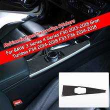 Pegatina de fibra de carbono Real para coche, embellecedor Interior de Panel de perilla Multimedia para BMW Serie 3 y 4 F30 Gran Turismo F34 14-18 F33 F36 2024 - compra barato