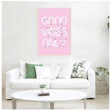 Good Vibes Only Quote Print Neon Lights Sign Inspirational Poster Pink Positive Quotes Wall Art Canvas Painting Home Room Decor 2024 - buy cheap