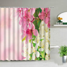 Cortinas de ducha con estampado de flores y plantas, visillo de baño impermeable, rosa, blanca, tulipán, mariposa, Primavera 2024 - compra barato