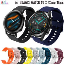 Pulseira de relógio para huawei watch gt 2, acessórios de pulseira 20mm 22mm para huawei watch gt 2 42mm 46mm, pulseira de silicone esportiva de substituição para huawei watch gt 1