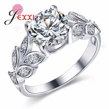 Women Fashion Cubic Zirconia Pendant Leave Rings For Sale Top Quality 925 Sterling Silver Full Size Finger Rings 2024 - buy cheap