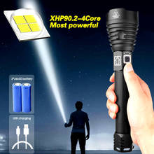 Lanterna tática poderosa de led, recarregável via usb, com lâmpada de mão, 300000 lúmens, xhp50, xhp70, 26650, 18650 2024 - compre barato