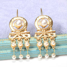 ZA Gold Dangling Long Drop Earrings Fine Pearl  Jewelry Accessories For Women Christmas Gift Wholesale 2024 - buy cheap