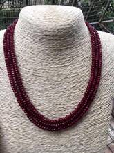 GENUINE TOP NATURAL 3 Rows 2X4mm FACETED RED RUBY BEADS NECKLACE 18-20'' 2024 - buy cheap