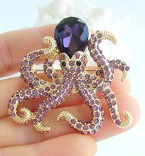 1.77 Inch Octopus Brooch Pin Pendant Purple Rhinestone Crystal EE083C4a 2024 - buy cheap
